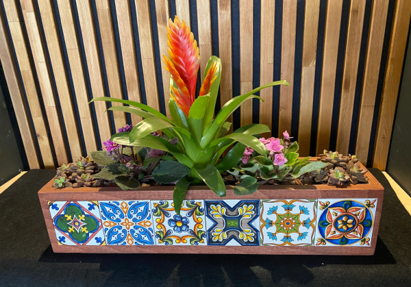 Mexican tile patterned wooden